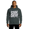Stay Girthy Hoodie — front view, dark green
